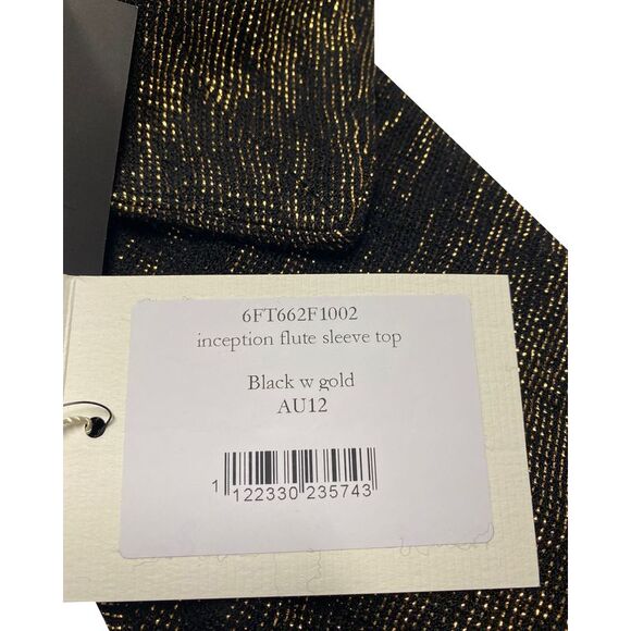 Pre Loved Ellery Vintage Glitter Bell Sleeve Top Women black T-Shirts - Picture 7 of 8